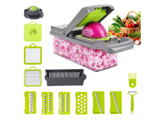 Accessoires de cuisine 14 en 1 Coupeur d'oignons et de légumes Mandoline Trancheuse Coupe-légumes multifonctions
