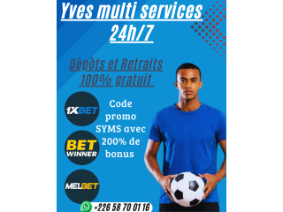 Dépôt et retrait d'argent 1xbet, betwinner, melbet