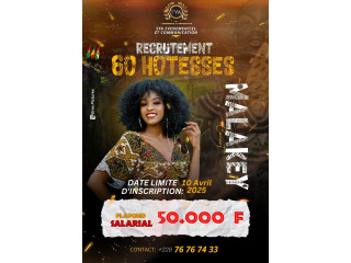 URGENT : Recrutement de 60 Hôtesses