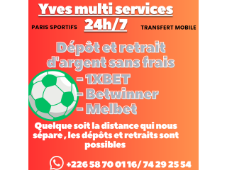 Dépôt et retrait d'argent 1xbet, betwinner, melbet