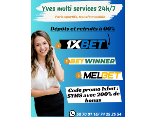 Dépôt et retrait d'argent 1xbet, Betwinner, Melbet