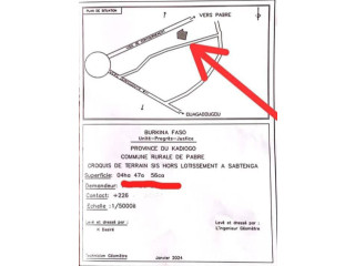 Terrain 4,47hectares n vente à Pabré