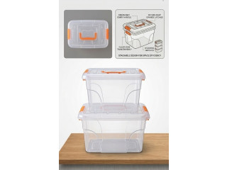 Seau de Rangement Vert avec Couvercle  Plastique Résistant, Empilable et Anti-Poussière