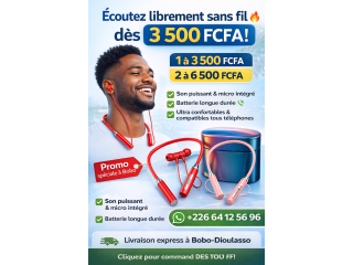 Écouteurs Bluetooth sans fil  Son clair & basses puissantes !
