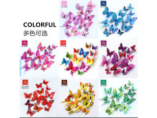 Papillons 3D Sticker Mural Autocollants bricolage papillon amovible Réutilisable Pour chambre Salon