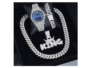 Pack Chaîne + Montre Bling Bling Luxe  Brillez avec Style et Élégance