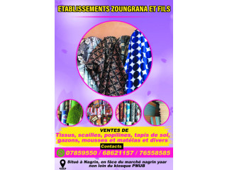Les tissus,les scailes et les tapis sont disponibles