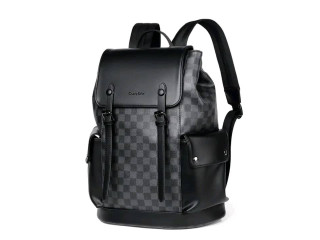 Sac à Dos Élégant Noir à Motif Damier  Grande Capacité & Style Moderne