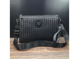 Pochette Bandoulière Homme Tressée Noir Élégant