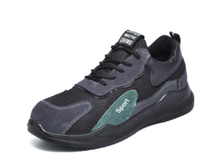 Chaussures de sport et sécurité homme, couleurs gris et vert, semelle renforcée, état quasi neuf