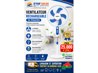 Ventilateur rechargeable Hepu