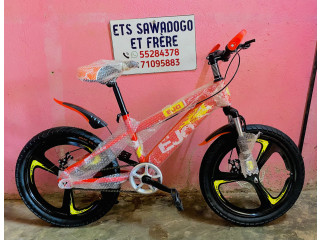 Vélo neuf vtt sans rayons avec des freinages à disque devant amortisseur de 6 jusqua 12 ans