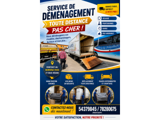 Service de Déménagement toute distance pas Cher