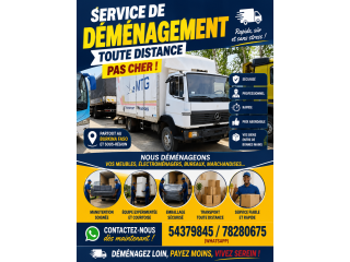Service de Déménagement toute distance pas Cher