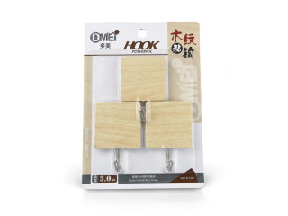 Lot de 3 Crochets Adhésifs Muraux  - Imitation Bois, Ultra Résistant