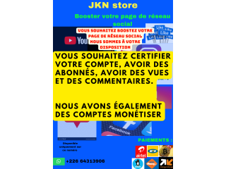 Boostage de comptes Tik tok et autres et ventes de comptes monétiser à bas prix