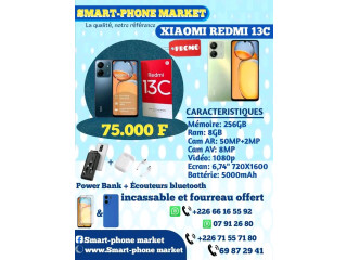 PROMO REDMI 13C  Un Redmi 13C acheté à droit a un Power bank de 10.000mAh + Des écouteurs bleutooth + un fouro et incassable  à 75.000f