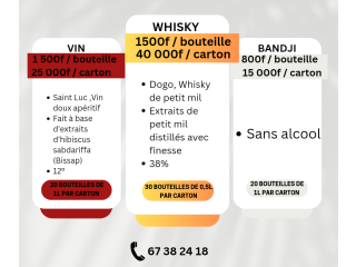 Bandji naturel, vin raffiné, whisky de qualité; offrez-vous le meilleur !