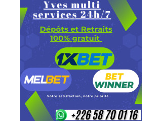 Dépôts et Retraits d'argent 1XBET, Betwinner, Melbet rapide et sans frais