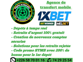 Dépôt et retrait 1XBET, Betwinner, Melbet sans frais