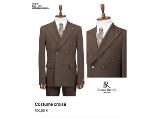 Élégance & Caractère  Costume Croisé Marron