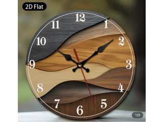 Horloge Murale Plate en Bois  Design Ondulé & Élégance