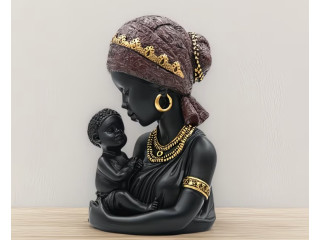 Statue Décorative Africaine  Élégance & Maternité