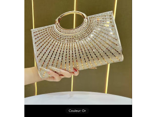 Sac à main - Pochette Rétro Incrustée de Diamants  Luxe & Élégance